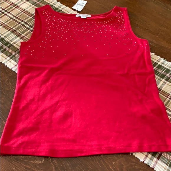 Casual Corner Cotton Sleeveless Top w/Bling Medium - Picture 5 of 5